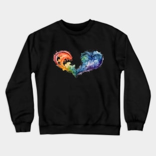 Watercolor Splatter Rainbow Hearts Crewneck Sweatshirt